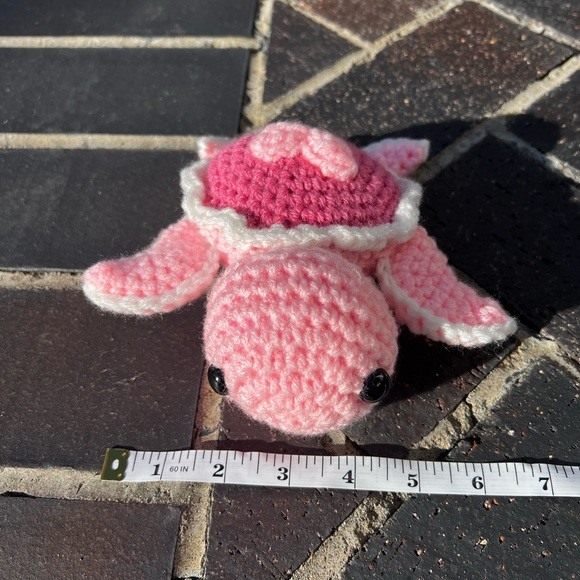 Hand Crocheted Pink Heart Valentine’s Day Turtle Plushie! - Picture 15 of 16